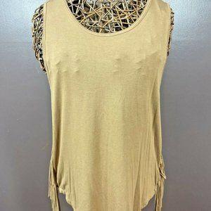 By Together You and I Womens Brown Fringe Sleevele